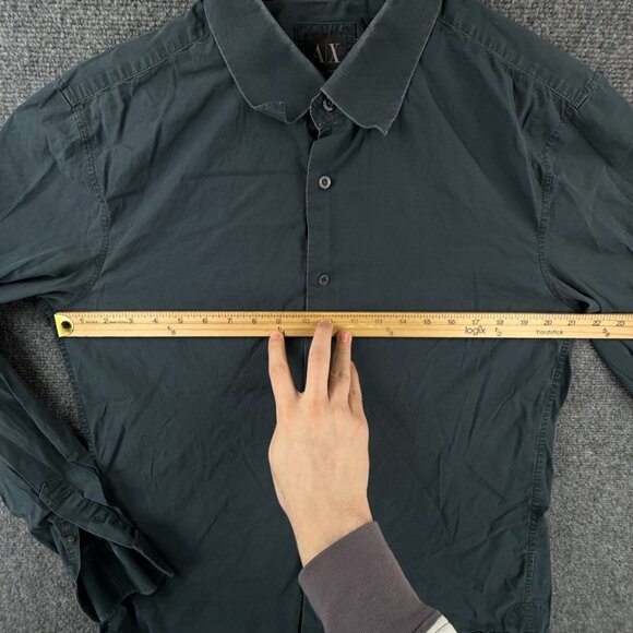 Armani Exchange Blue Long Sleeve Button Up Shirt Men Large Slim Fit Stretch - Picture 5 of 16